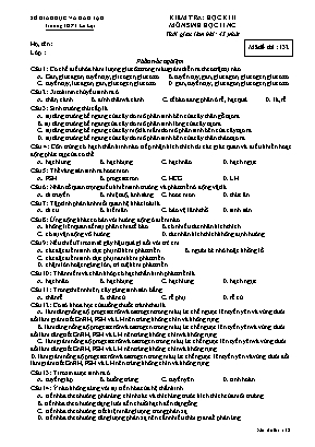 Đề kiểm tra học kì II môn Sinh học Lớp 11 (Ban nâng cao) - Mã đề 132 - Trường THPT Lê Lợi